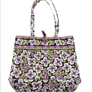 Like New Retired Vera Bradley Large Shoulder Bag Plum Petals Pattern
